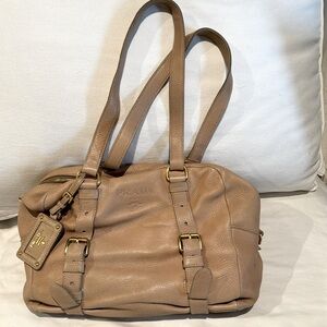 Prada beige Cervo Folding deerskin bag.